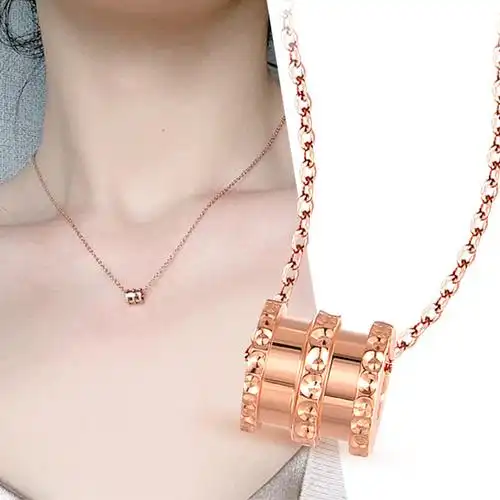 中银金行彩金项链女18k金项链玫瑰金吊坠小蛮腰项链弹簧吊坠送礼