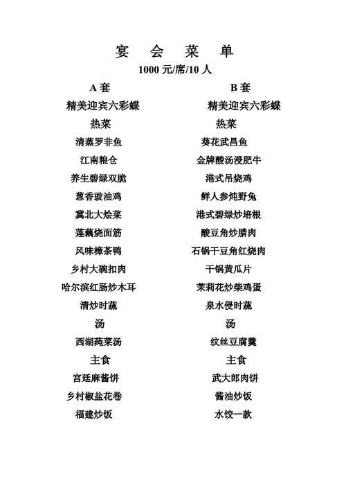 2015年宴会套餐doc8页