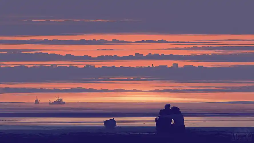 恋爱情侣海边4k(4k)- 情侣壁纸,爱壁纸,艺术家壁纸,艺术壁纸,数码艺术