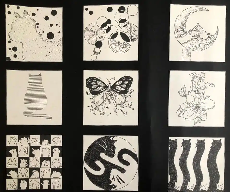 平面构成点线面.上周的作业,画画白痴第一次画这种画05 0. - 抖音