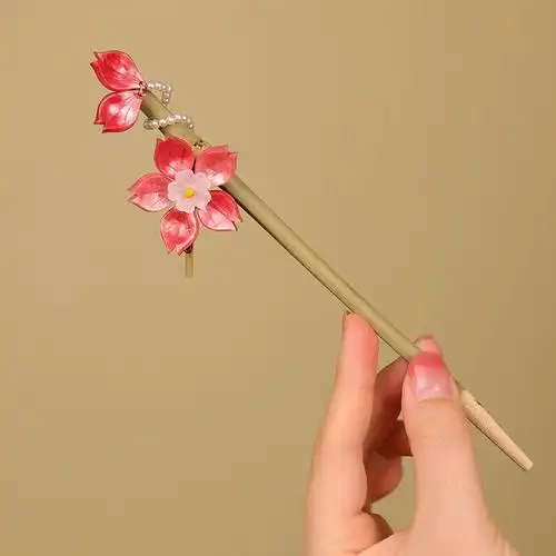 竹制饰品竹簪碳化竹枝条diy古风发簪头饰缠花醋酸竹簪子盘发发饰