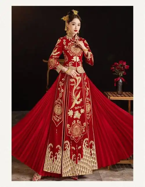 凤冠霞帔整套婚纱新娘秀禾服2022新款中式新娘结婚嫁衣秀和服敬酒服