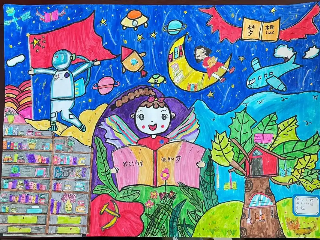 我的书屋我的梦#儿童绘画作品 #一起学画画 - 抖音