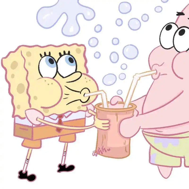 卡通情头︱海绵宝宝and派大星 和好朋友一起吹泡泡叭! 软件:procreate