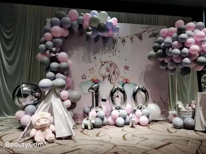 天津宝宝百岁宴气球布置生日宴气球策划