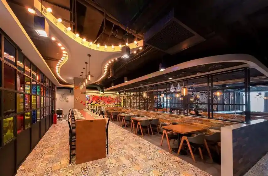 烧烤店设计案例效果图.#餐饮店面装修设计 #这店环境太好了  - 抖音