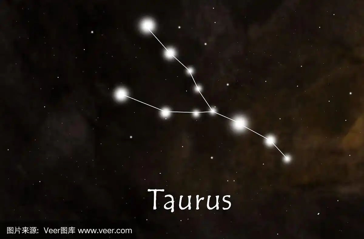 金牛座星座或黄道带或星座插图