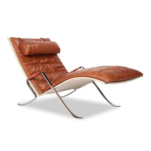 fk87高档牛皮休闲躺椅真皮午休椅现代经典设计师扶手椅高品质复刻