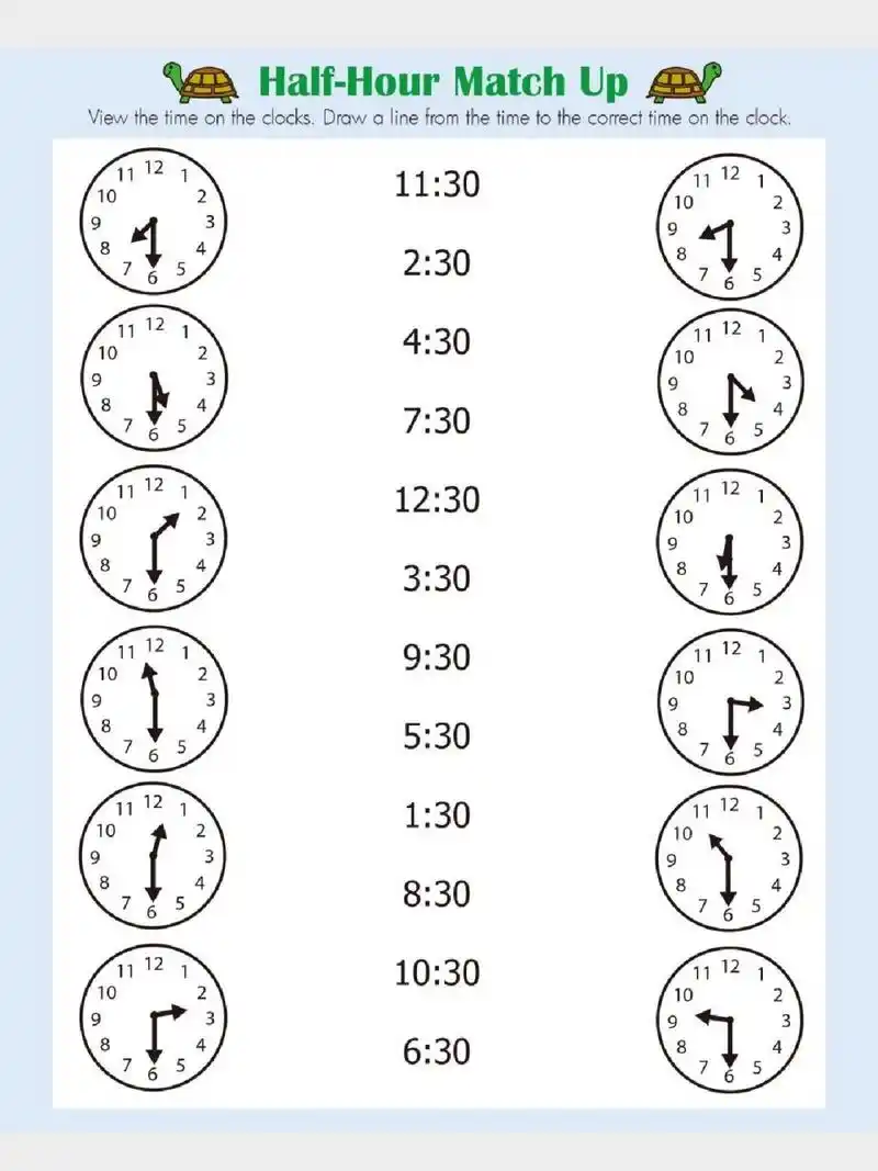 半点的时钟连线练习