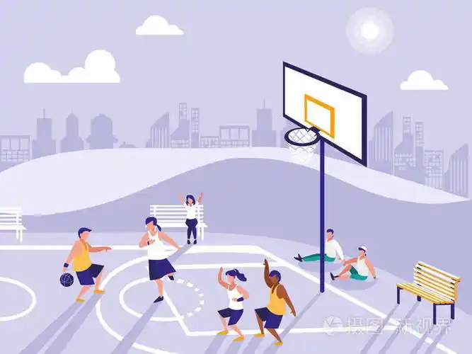 在篮球场上玩的人