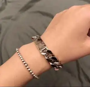 意大利代购 lv 路易威登 男士女士钢银金属手链银色链条手镯