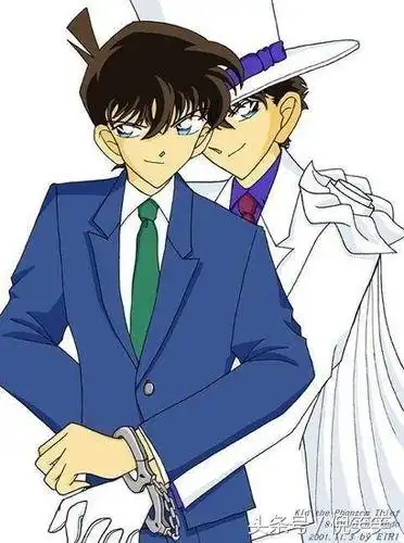 工藤新一和怪盗基德的简笔画