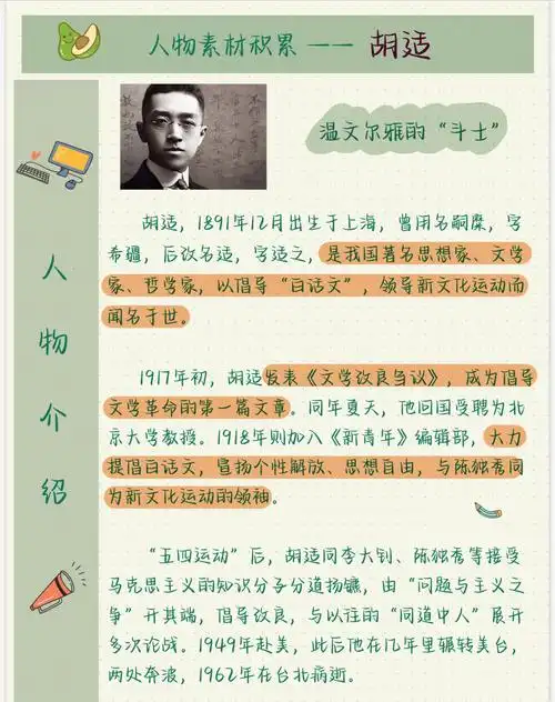 人物素材温文尔雅的斗士胡适