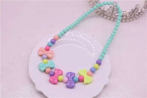 新款儿童项链首饰品小学生糖果色项链女孩可爱百搭蝴蝶结项链批发