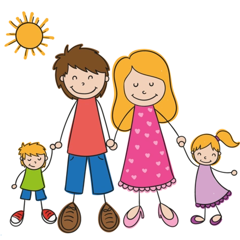 简笔画人物一家人背影