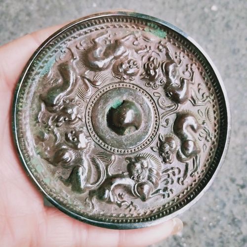 古玩铜镜青铜镜汉镜汉代六兽镜青铜摆件 包浆老道 精美