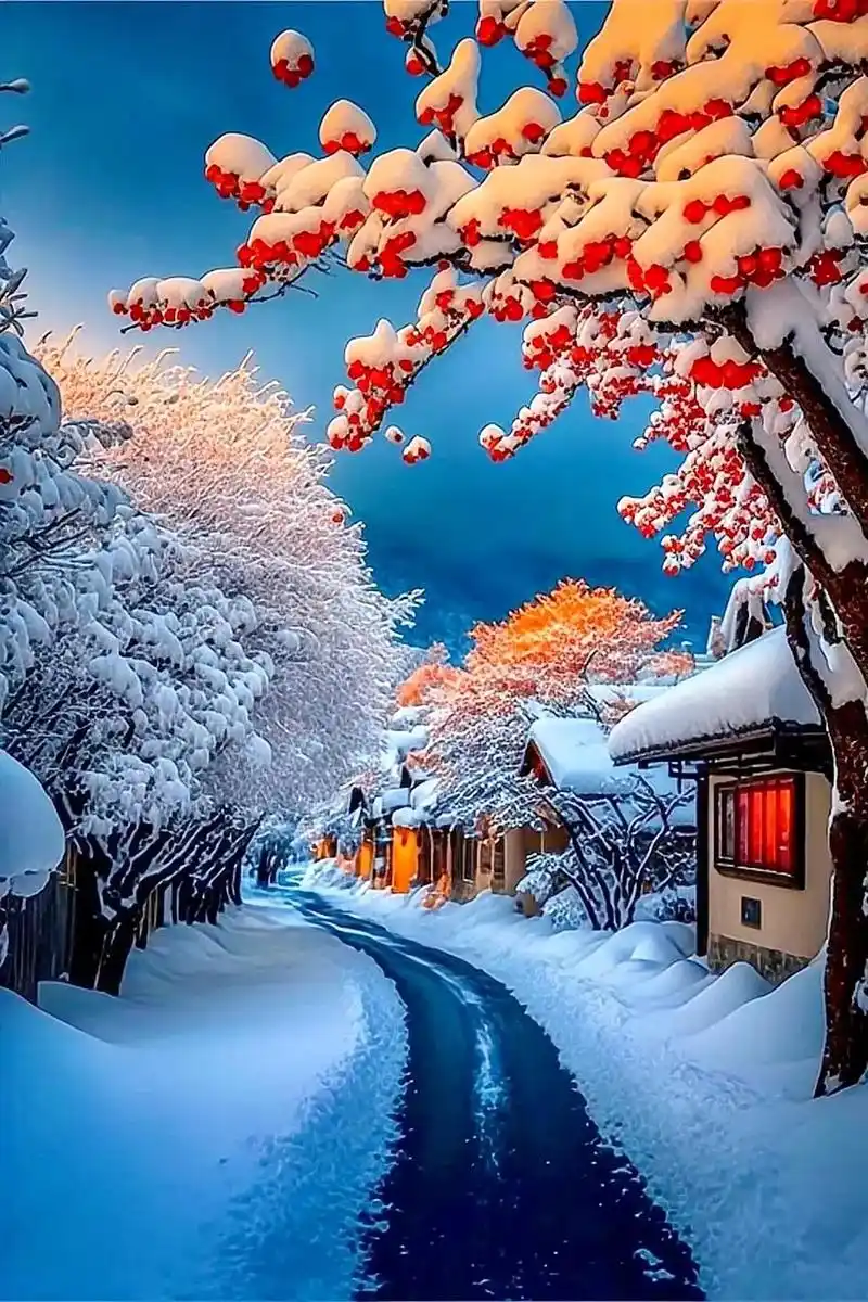 雪一落这里就美成了诗 #人间仙境美如画 #冬日里的一抹红  - 抖音