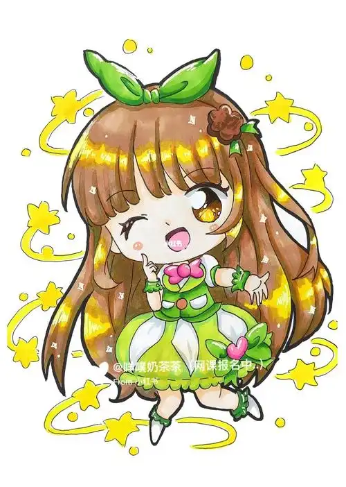 q版动漫|马克笔绘画|动漫女孩|手绘