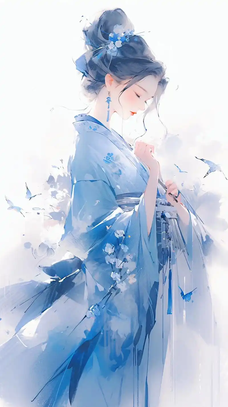 汉服女生壁纸|青衫烟雨客,似是故人来.#古风 #欢迎取图 # - 抖音