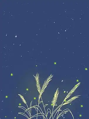 手绘安逸唯美萤火虫芦苇背景