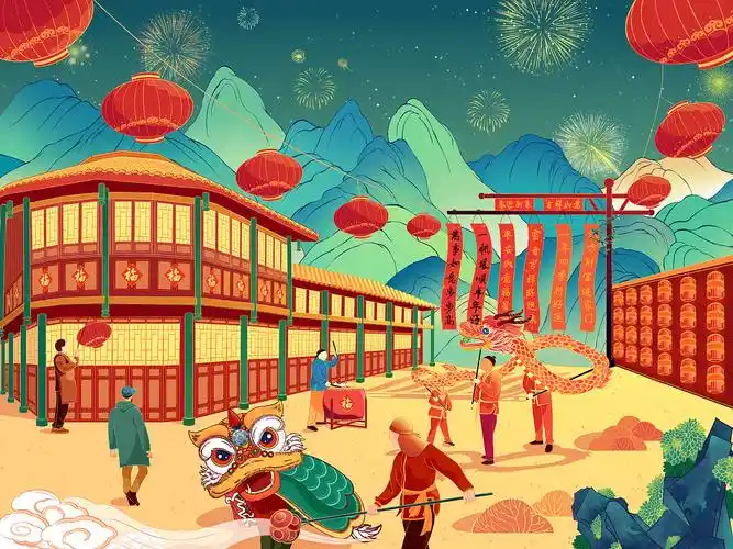 春节新年国风插画