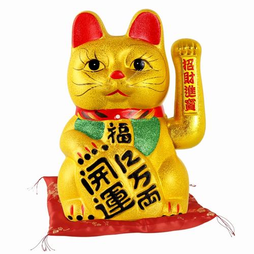 招财猫摆件开业礼品送礼电动摇手陶瓷发财猫店铺金色大号家居创意