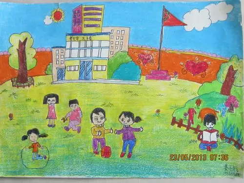 丰富多彩的校园生活儿童画