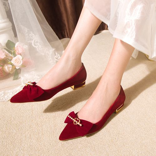 秀禾服婚鞋2021年新款红色平底鞋结婚鞋红秀禾婚纱两穿新娘鞋中式