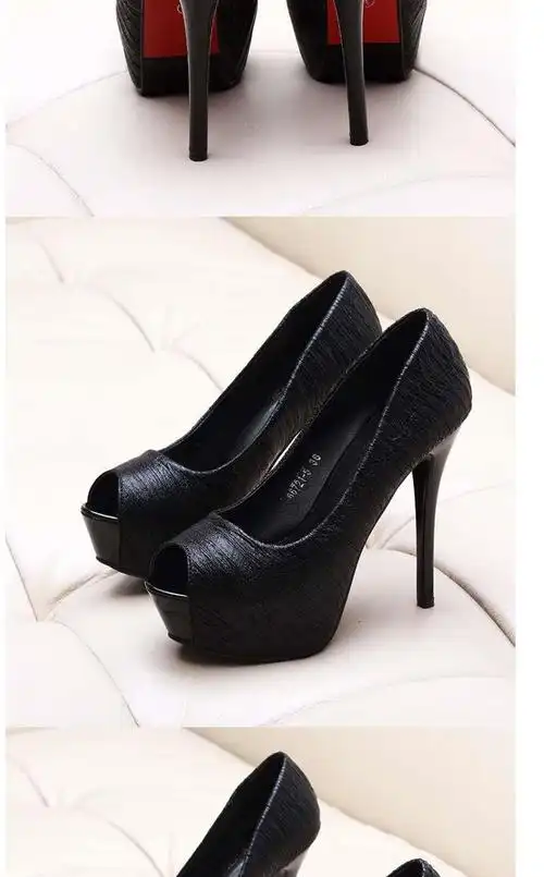 fgacct2022春夏新款超高跟鞋12cm夜场防水台细跟职业黑色百搭鱼嘴单鞋