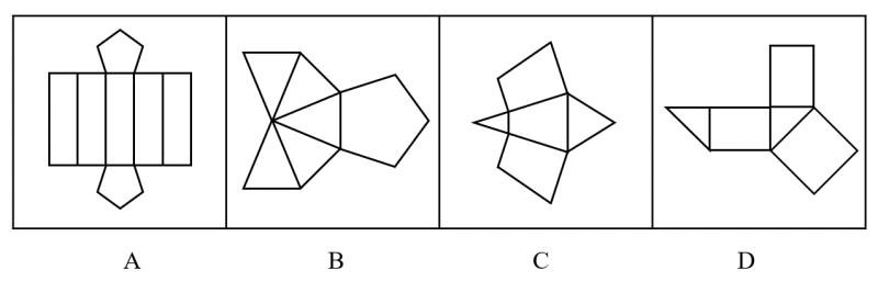 以下选项中为五棱锥的展开图的是