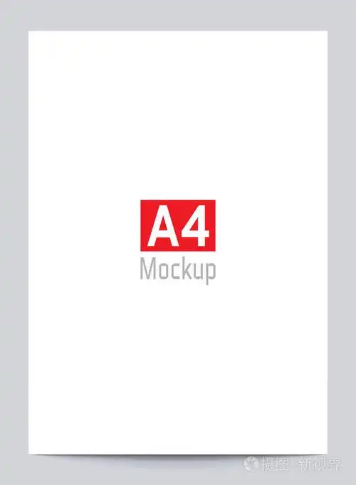 样机张空白的纸页a4大小的影子矢量传单a4模拟孤立的灰色背景材料设计