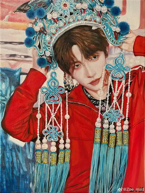 pick你的星画手#97#超话创作官#手绘油画96『冠』刘宇@刘宇yu