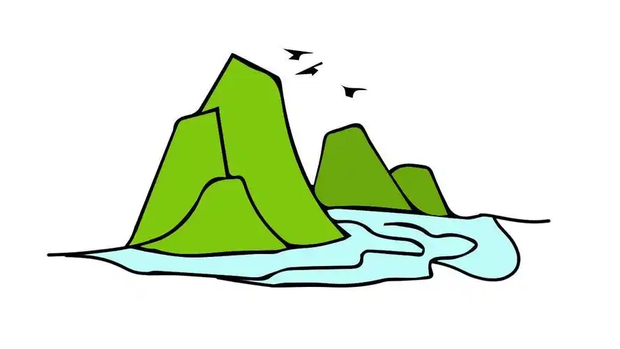 儿童山水画简笔画彩色彩色山水简笔画山水的简笔画漂亮的河边景色简笔