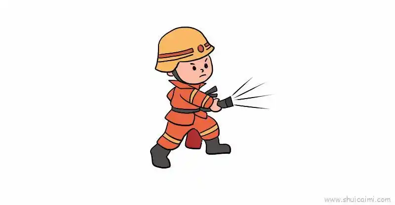 消防员灭火,消防员灭火简笔画的画法图解分享到这里,查找更多消防员