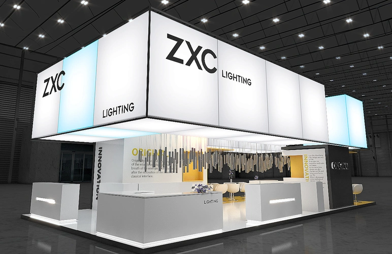 zxc展位简约风白色系设计3d效果图
