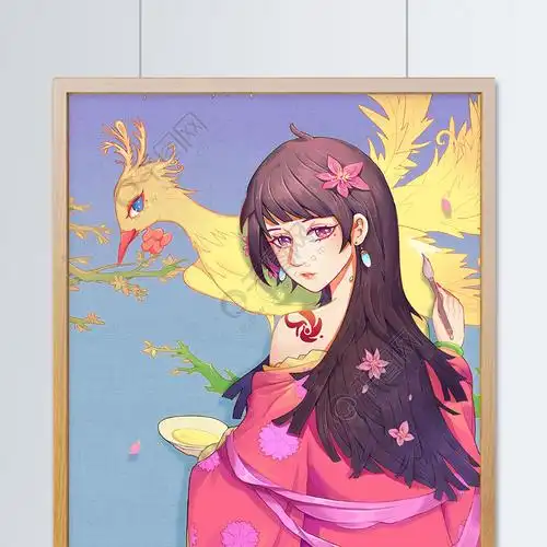 古装女子中国风半厚涂凤凰