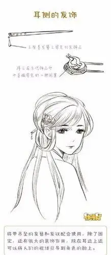 古风头饰发冠简笔画
