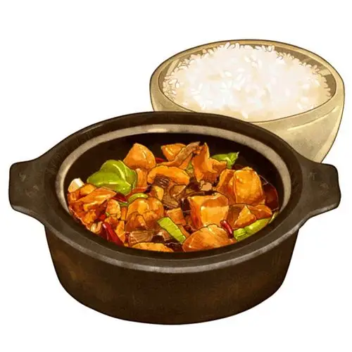 手绘黄焖鸡米饭425344png图片免抠素材