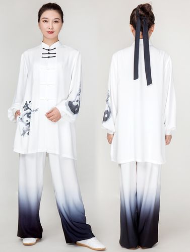 高档水墨若云高端太极服女比赛表演服中长款春秋太极拳练功服装男