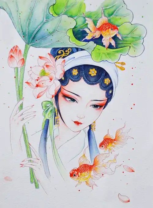 花旦-鱼戏|纯艺术|绘画|西岸西岸 - 原创作品 - 站酷 (zcool)