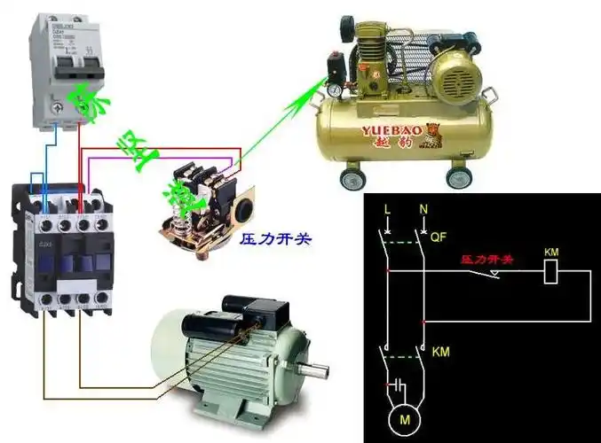 压力开关控制交流接触器接线图