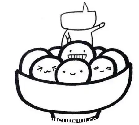 元宵节汤圆简笔画步骤图片