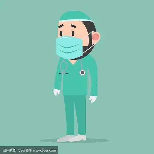 医生戴着医用口罩卡通矢量