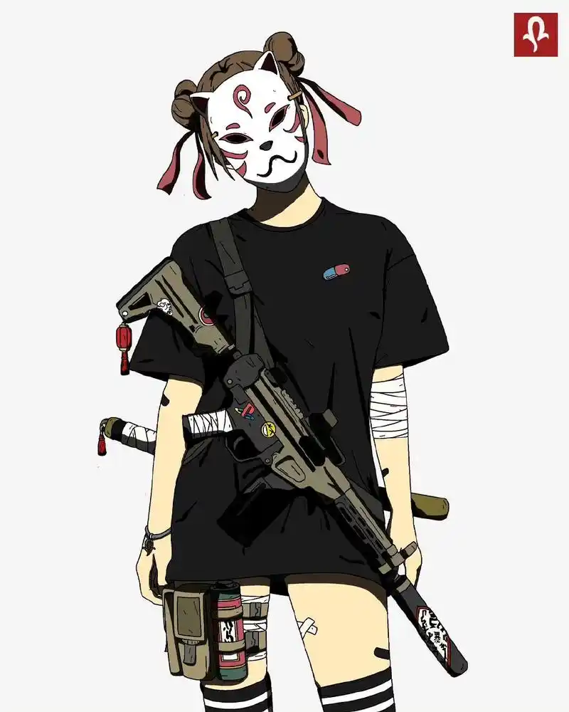 画师nounsinse动漫人物插画欣赏,将潮流服饰与神话元素相结合.