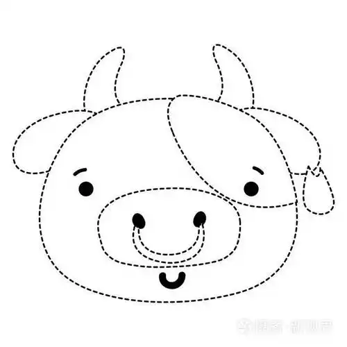 虚线形状快乐牛头野生动物插图