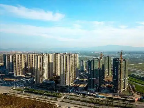 航拍龙港新城启源生活区日新月异高楼拔地而起