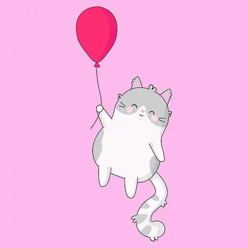 可爱微笑的小女孩拿着气球开心