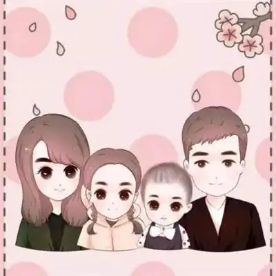 一家四口的卡通图片一儿一女头像可爱 温馨幸福的一家人图片大全_卡通