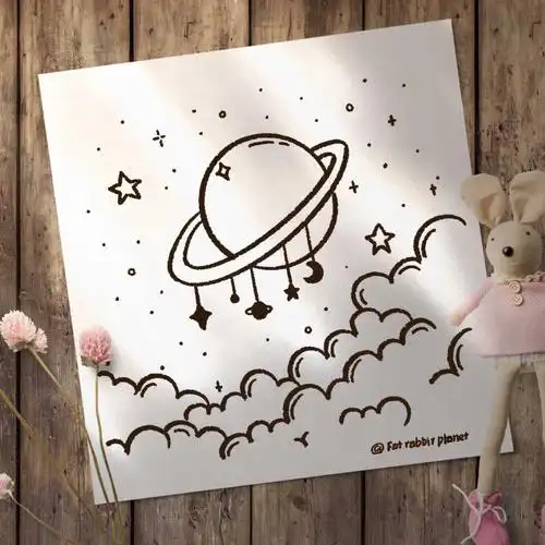 ins风简笔画宇宙星球一起画画吧含步骤