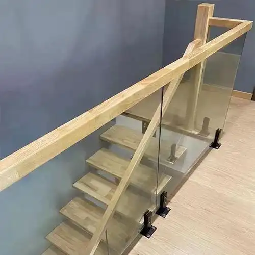 实木烤漆玻璃楼梯扶手现代简约楼梯玻璃扶手楼梯实木扶手厂家直供